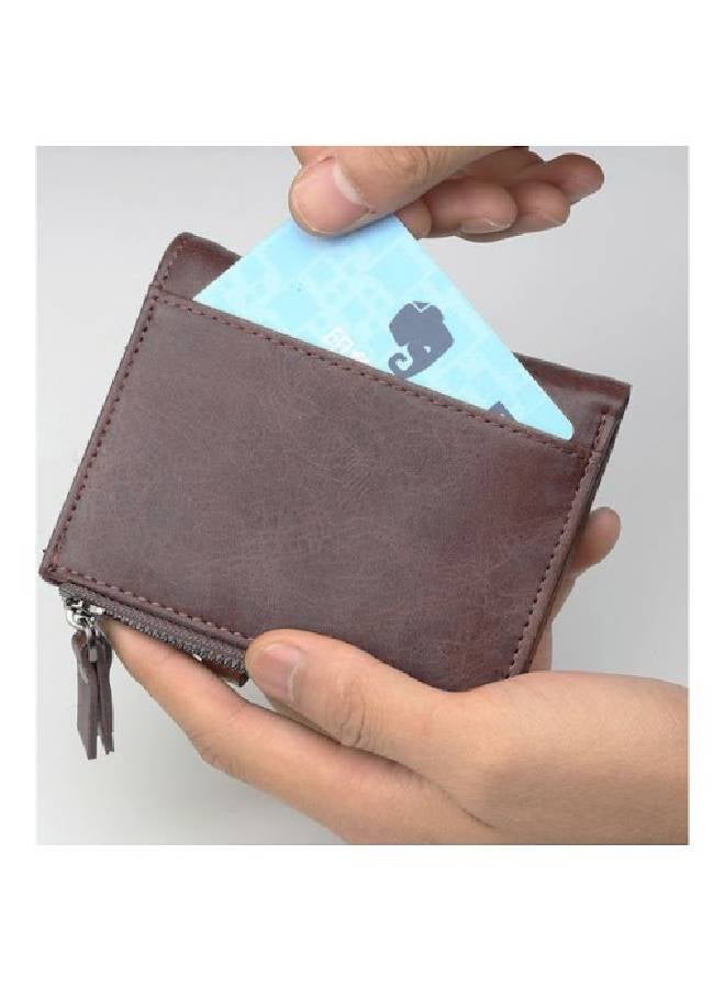 baellerry RFID Leather Small Zipper Around Wallet Brown - Image 3